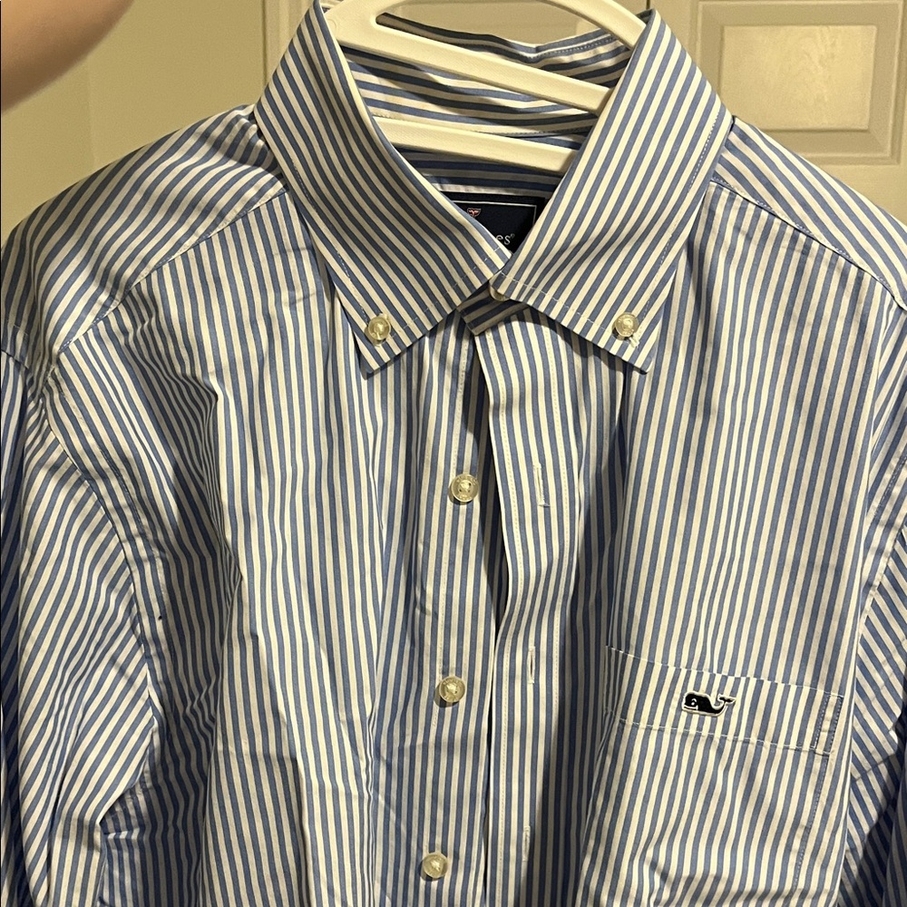 Vineyard Vines Blue and White Striped Button Down Shirt